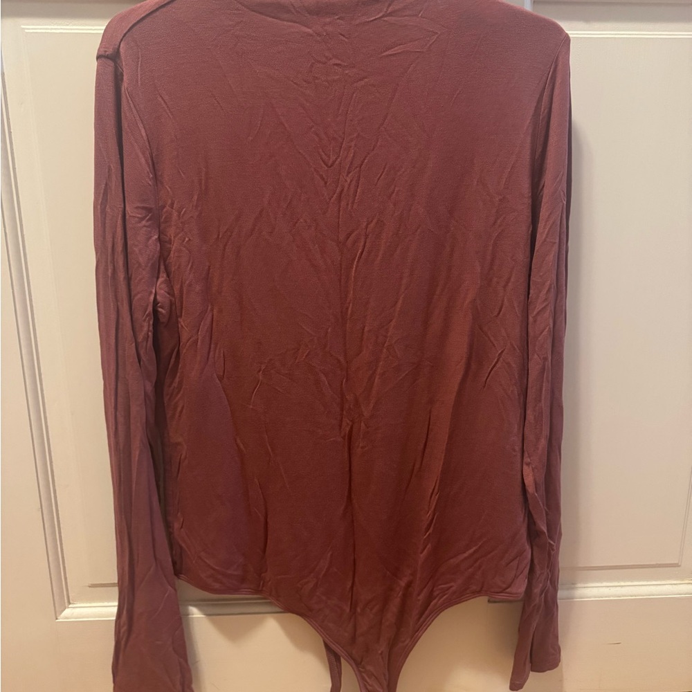 Express Maroon Long Sleeve Bodysuit